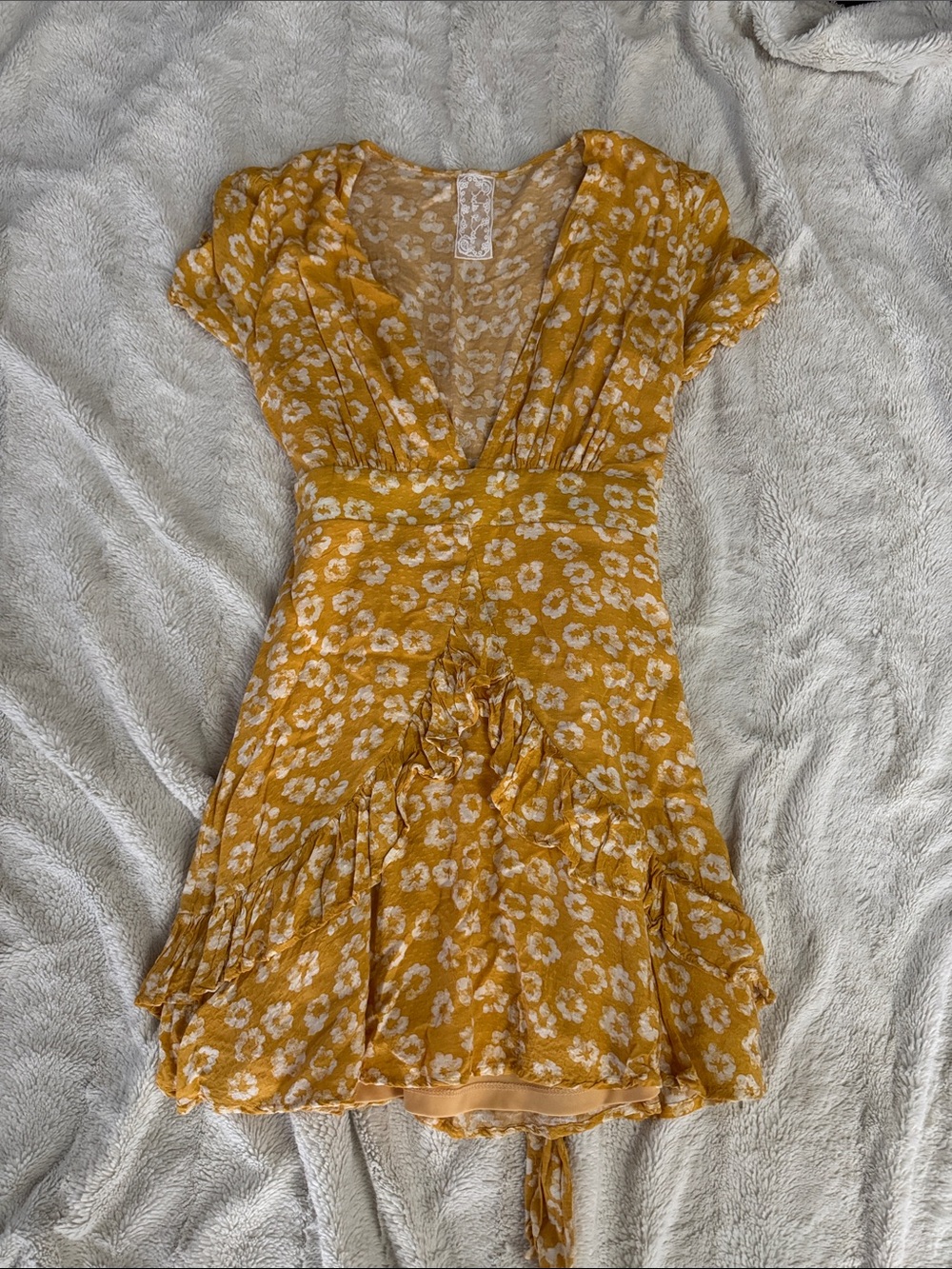 Sadie and Sage Floral V-Neck Mini Dress with Ruffle Skirt